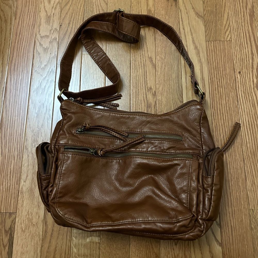 Bueno Brown Faux Leather Shoulder Bag Purse